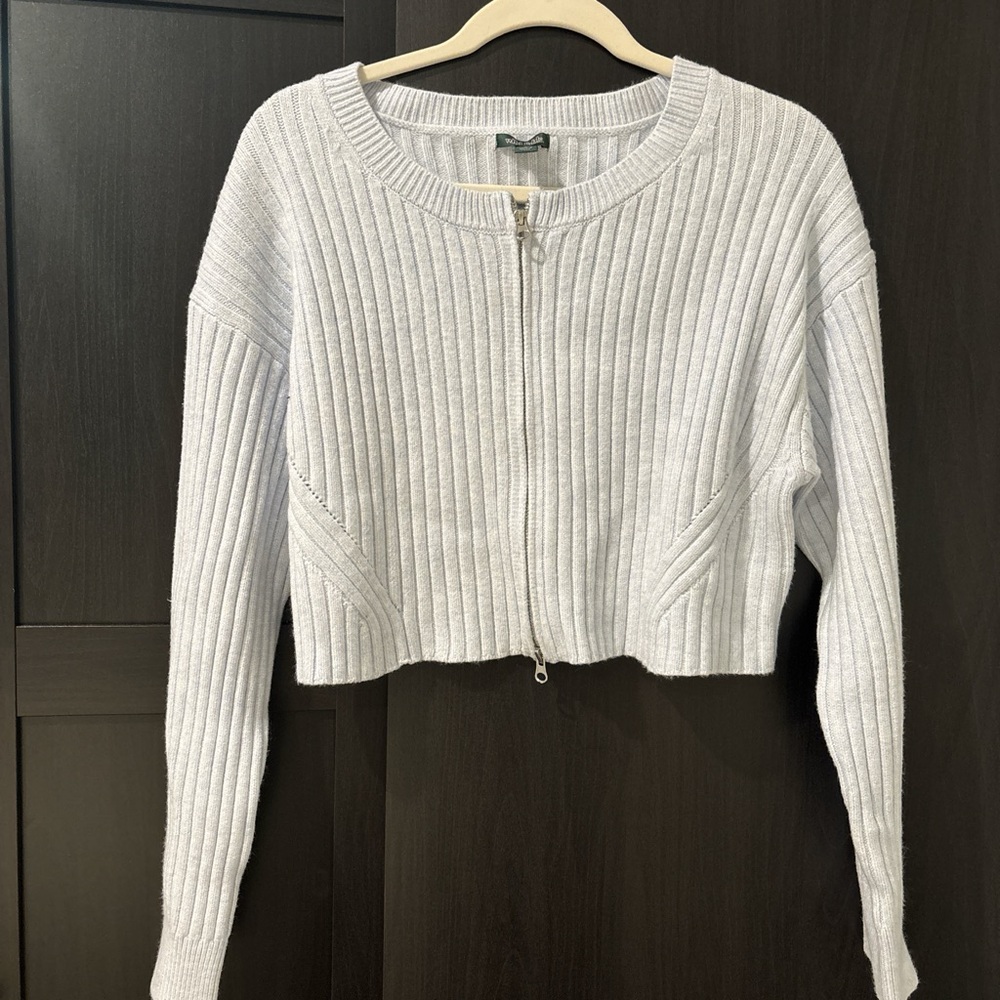 wild fable Light Blue Ribbed Zip Cardigan